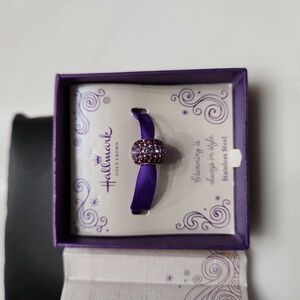 Hallmark Gold Crown Stainless Steel Purple Ombre Cryatal Charm